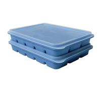 Lot de 2 bacs à glaçons en silicone bleu avec couvercle - 30 compartiments - Empilables - Avec couvercle - Sans BPA - Pour cocktails, whisky, vin, fruits, purées de fruits, crème glacée