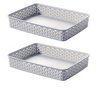 Lot de 2 bacs à papier A4 gris en plastique et rotin
