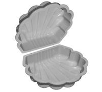 Lot de 2 bacs à sable en forme de coquillage, en plastique, avec couvercle, gris clair
