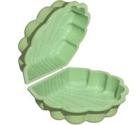 Lot de 2 bacs à sable en forme de coquillage, en plastique, avec couvercle, vert clair