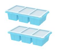 Lot de 2 bacs de congélation en silicone - 1 tasse/250 ml - Cubes à soupe avec couvercle pour ranger bouillon, sauces, plats préparés, aliments pour bébé - Passe au four - 3 portions de congélation