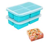 Lot de 2 bacs de congélation en silicone avec couvercle, 4 trous, bac à glaçons extra large pour soupe, bouillon, sauce, glaçons, glaçons ou beurre (vert/4)