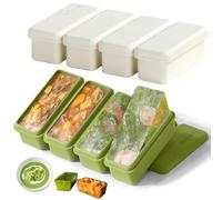 Lot de 2 bacs de congélation extra larges en silicone avec couvercle, bacs à glaçons avec couvercle, bac à glaçons pour 4 glaçons, soupe, bouillon, sauce, glaçons