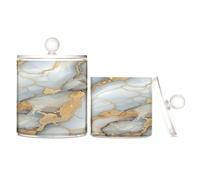 Lot de 2 bacs de rangement décoratifs en plastique blanc marbré avec couvercle pour cure-fil, trombones