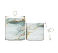 Lot de 2 bacs de rangement décoratifs en plastique marbré blanc blanc transparent avec couvercle pour cure-fil, trombones