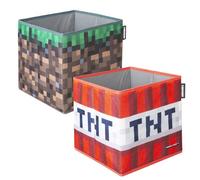 Lot de 2 Bacs de Rangement Pliables - ROBA - Minecraft - Bloc d'Herbe & TNT- Organisation Ludique et Pratique