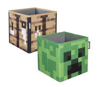 Lot de 2 Bacs de Rangement Pliables - ROBA - Minecraft - Creeper & Table de Craft - Organisation Ludique et Pratique