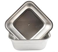 Lot de 2 bacs de vidange carrés en acier inoxydable, 28,8 x 26 x 11,6 cm, plaque filtrante perforée à fond plat pour une capture efficace des débris et un débit d'eau optimal dans les cuisines, les