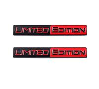 Lot de 2 badges autocollants en édition limitée pour voiture, moto, camion (noir et rouge)