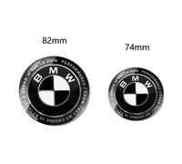 Lot de 2 badges BMW 50e anniversaire édition limitée noir et blanc avant et arrière de voiture (82 mm + 74 mm)