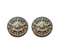 Lot de 2 badges de shérif Old West Western Cop Police Incrustation en verre cristal étoile en acier inoxydable Accessoire de costume pour fête, cosplay, Halloween