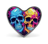 Lot de 2 badges différents en forme de tête de mort, porte-badge d'identification mignon pour woker, broche en métal pour homme et femme, cadeau de médecin, sacs à dos et accessoires de manteau