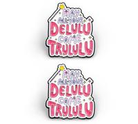 Lot de 2 badges « May All Your Delulu Come Trululu » - 3 x 2,5 cm