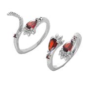 Lot de 2 bagues ajustables en zircon rouge avec pattes de chat, élégantes bagues ouvertes avec motif griffe de queue, bijoux animaliers pour femme (2pcs-a)