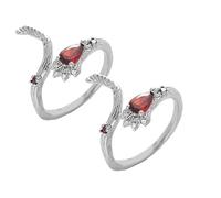 Lot de 2 bagues ajustables en zircon rouge avec pattes de chat, élégantes bagues ouvertes avec motif griffe de queue, bijoux animaliers pour femme (2pcs-c)