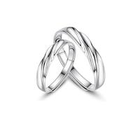 Lot De 2 Bagues De Couple En Argent Sterling 925 Pour Homme Et Femme, Alliance Réglable, Promesse D'Éternité, Pour Elle Et Lui, Bijoux Fantaisie, Cadeau