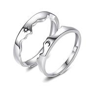 Lot de 2 bagues de fiançailles éternelles avec motif soleil et lune pour couples, meilleurs amis, romantiques, gravées, promesses, relations, éternelles, pour lui, elle et BF GF, Métal, compter