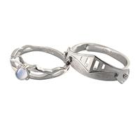 Lot de 2 bagues de phalange réglables en pierre de lune pour homme - Pour les amateurs de princesse et de chevalier