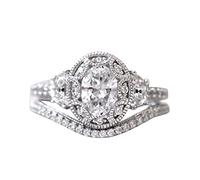 Lot de 2 bagues de promesse en argent US 6 à 10 - Design délicat - Bague lumineuse de luxe - Cadeau de remise de diplôme - Cadeau d'anniversaire pour elle - Dessous de verre des bagues, 10, Cuivre