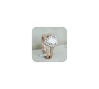 Lot de 2 bagues de promesse éternité pour femme en forme de goutte d'eau en forme de goutte d'eau en oxyde de zirconium, bague de fiançailles solitaire 6#