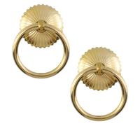 Lot de 2 bagues de traction en laiton de 4,97 cm, joint de base de 3,9 cm | Style vintage, laiton massif, installation à broches, convient pour les tiroirs de commode, les armoires