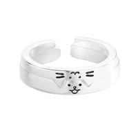 Lot de 2 bagues élégantes pour amoureux des animaux, chats, chiens, anneaux empilables faits à la main, accessoire de mode jeune pour tenues tendance, bijoux de dessin animé