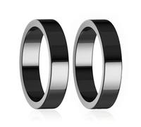 Lot de 2 bagues en hématite pour homme et femme, véritables pierres noires magnétiques pour l'anxiété, équilibre du chakra racine, absorption des énergies négatives, taille 6 à 13, Pierre précieuse