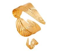 Lot de 2 bagues et ouverture en métal - Accessoires en forme de feuille géométrique - Accessoire confortable pour femme - Ensemble de bijoux de vacances
