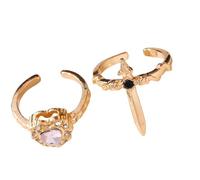 Lot de 2 bagues gothiques avec épées d'amour - Design unique - Ouverture réglable - Bijoux tendance pour couples et amoureux - Bijoux d'amour foncé, D, Comme décrit, Comme décrit.