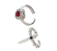 Lot de 2 bagues gothiques avec épées d'amour - Design unique - Ouverture réglable - Bijoux tendance pour couples et amoureux - Bijoux d'amour foncé, Red, Comme décrit, Comme décrit.