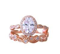 Lot de 2 bagues promesses dorées et argentées - Design délicat - Bague lumineuse de luxe de qualité supérieure - Noir, 6, Cuivre, Aucune pierre précieuse