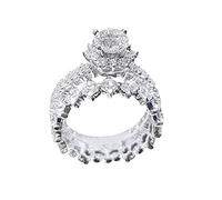 Lot de 2 bagues promesses en argent - Design délicat - Bague lumineuse de luxe - Boucles d'oreilles de qualité supérieure - 2 bagues, 7, Métal, Aucune pierre précieuse