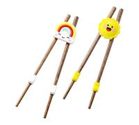 Lot de 2 Baguette en Bois, Dentraînement Baguettes, Résistantes Baguettes pour Débutants, Premium Baguette Chinoises Mignonnes, pour Nouilles, Boulette, Sushis, Soleil Jaune Arc-En-Ciel