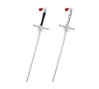 Lot de 2 baguettes à cheveux avec pendentif en forme de goutte d'eau en métal robuste style viking vintage gothique épée à porter au quotidien pour femmes et filles (2 couleurs)