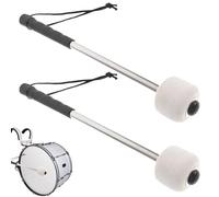 Lot de 2 baguettes de batterie, maillets de batterie, maillets de marche, maillets de basse, timbales, tête en feutre, maillets de batterie, baguettes avec acier inoxydable pour grosse caisse