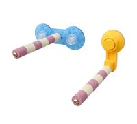 Lot de 2 baguettes de ponçage portables et balançoire pour perruches | Support de baignoire mural avec ventouse, jouet d'interaction pour douche et environnement de voyage, portable pour oiseaux