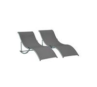 Outsunny Lot de 2 bains de soleil pliables en aluminium et textilène – Anthracite, 120 kg