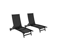 Outsunny Bains de Soleil Inclinable Chaise Longue Lot de 2 150 Kg Noir