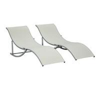 Lot de 2 bain de soleil Outsunny H. 63 cm en aluminium beige L. 165 cm non pliable Beige G