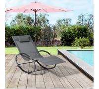 Lot de 2 Bains de Soleil à Bascule Almaluez Acier Textile Gris Foncé [en.casa]