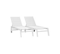 Lot de 2 bains de soleil BARBADOS en textilène blanc - aluminium blanc