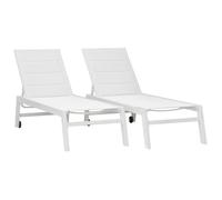 Lot de 2 bains de soleil BARBADOS en textilène blanc - aluminium blanc