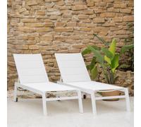 Lot de 2 bains de soleil BARBADOS en textilène blanc - aluminium blanc