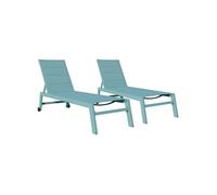 Happy Garden Lot de 2 bains de soleil BARBADOS – textilène et aluminium – Bleu clair G