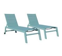 Happy Garden Lot de 2 bains de soleil BARBADOS – textilène et aluminium – Bleu clair G