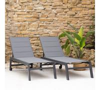 Happy Garden Lot de 2 Bains de Soleil Barbados - Aluminium + Textilène - Gris Anthracite