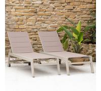 Lot de 2 bains de soleil BARBADOS en textilène taupe - aluminium taupe