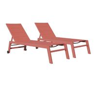 Happy Garden Lot de 2 Bains de Soleil Barbados en textilène et Aluminium Terracotta. Transat d'extérieur Multi Position.