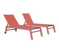 Happy Garden Lot de 2 Bains de Soleil Barbados en textilène et Aluminium Terracotta. Transat d'extérieur Multi Position.