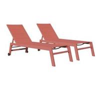 Lot de 2 bains de soleil BARBADOS en textilène terracotta - aluminium terracotta Terracotta G